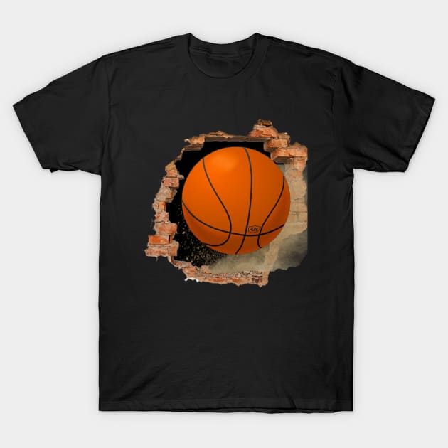 Basketball Through Wall T-Shirt by Merchweaver